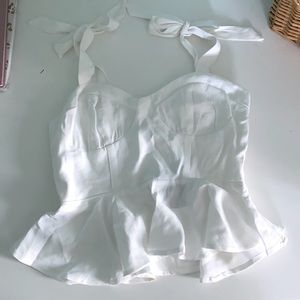 Peplum white tie top